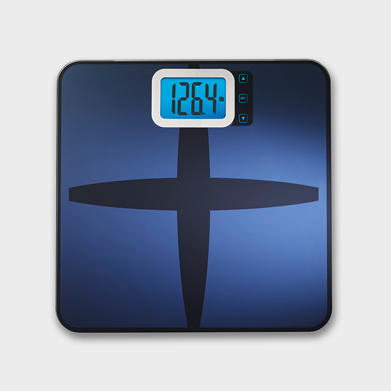 InstaTrack black Large Display Digital Bathroom Scale with Step-On